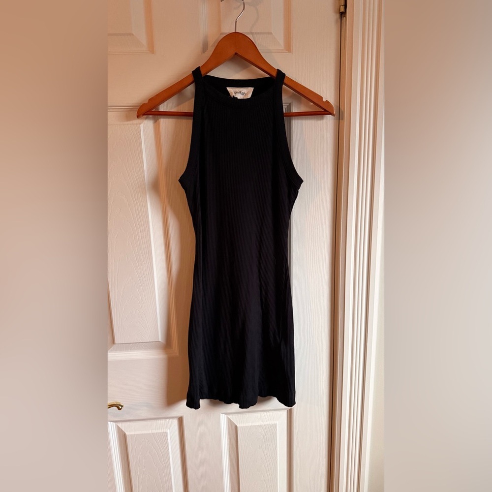 BA&SH Black Ribbed Sleeveless Tank Dress
